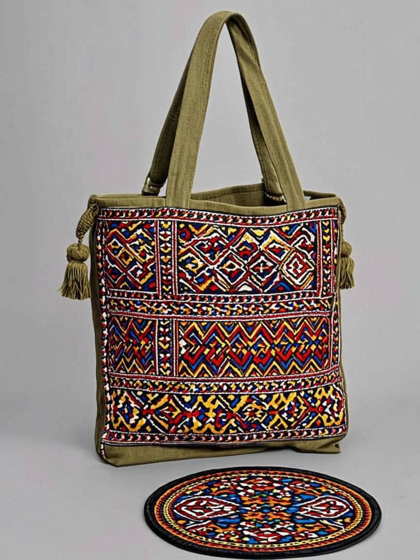Embroidered Ethnic Tote - Handbag at Queen's Closet Kharar
