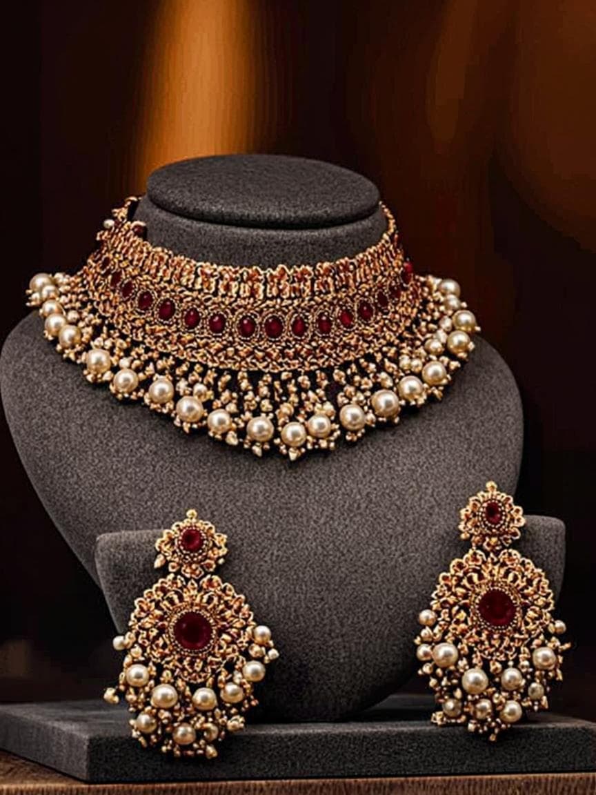 Royal Kundan Choker Set - Kundan Jewelry at Queen's Closet Kharar