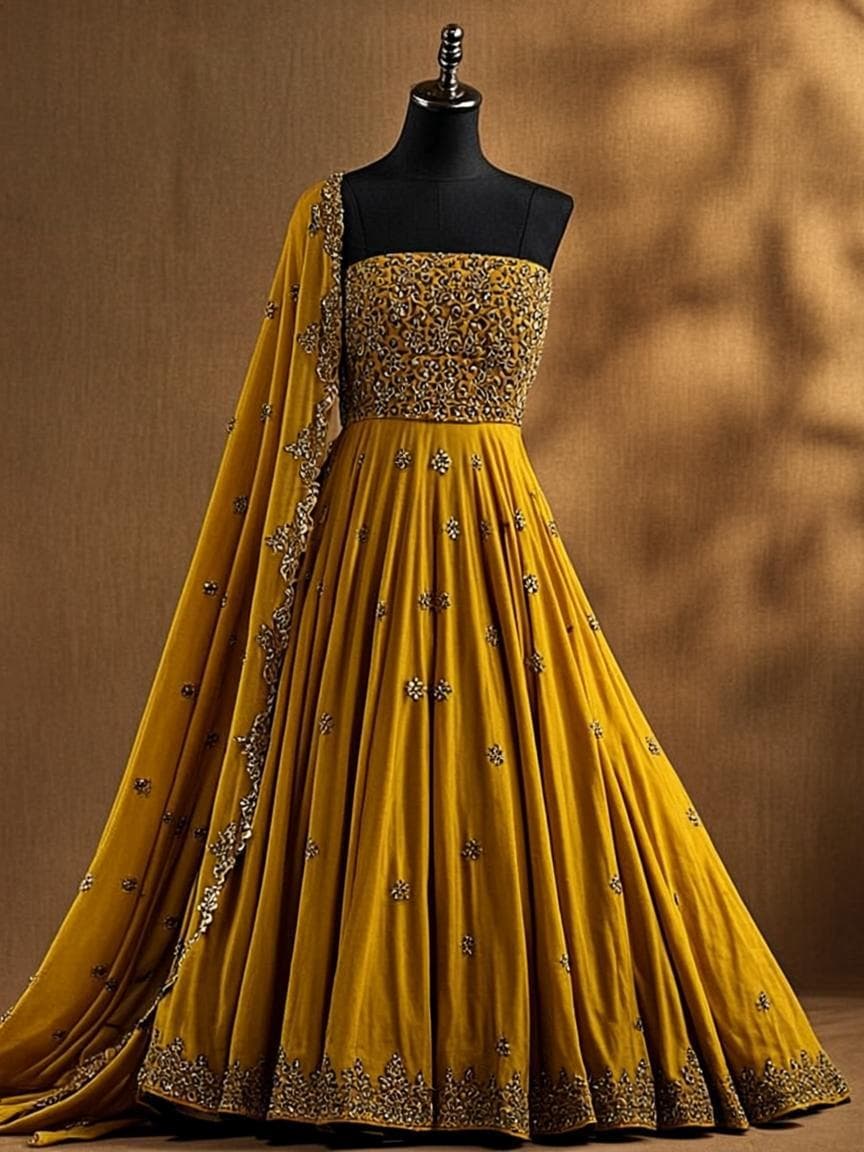Sunshine Haldi Lehenga - Lehenga at Queen's Closet Kharar