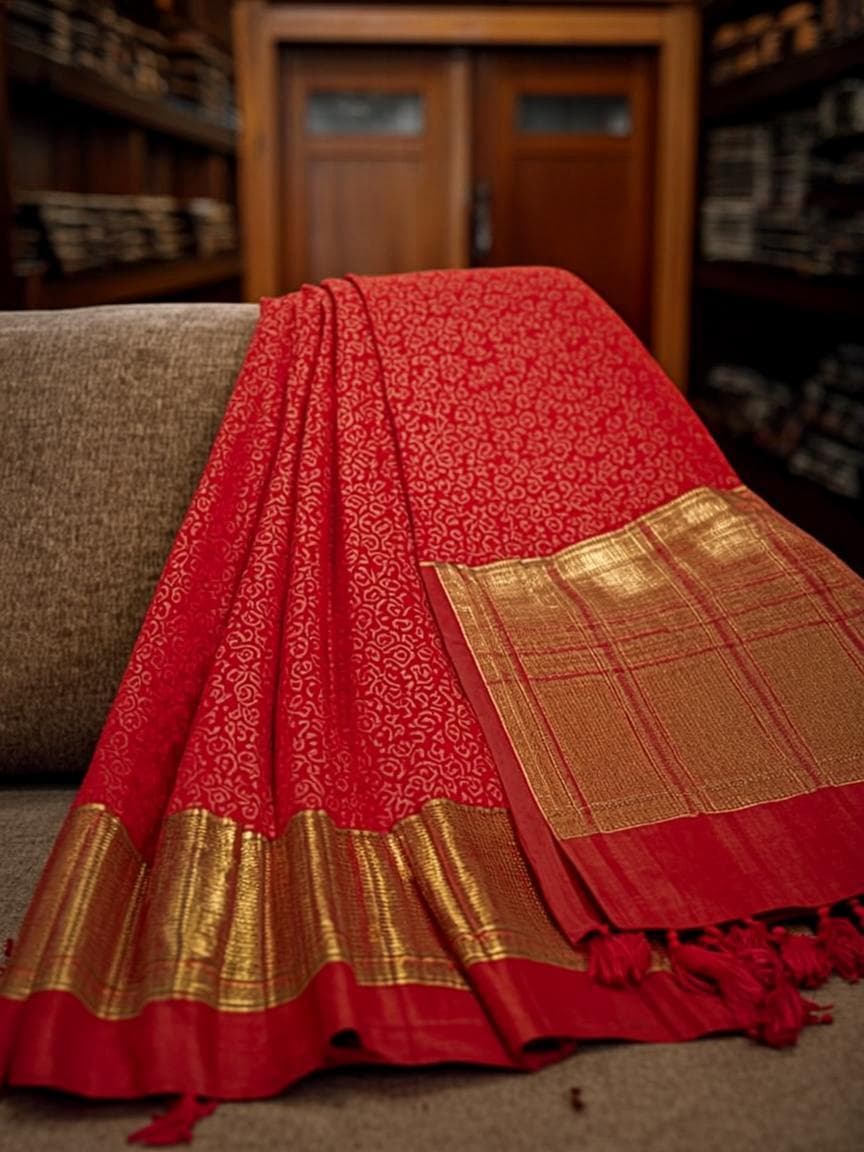 Regal Red Kanjivaram Saree - Designer Saree at Queen's Closet Kharar